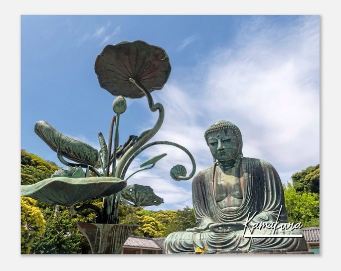Kamakura Japan Poster Wall Art | Kamakura Home Decor | Kamakura Digital Print | Kamakura  Buddha Statue | Kamakura Lotus Flower Travel Photo