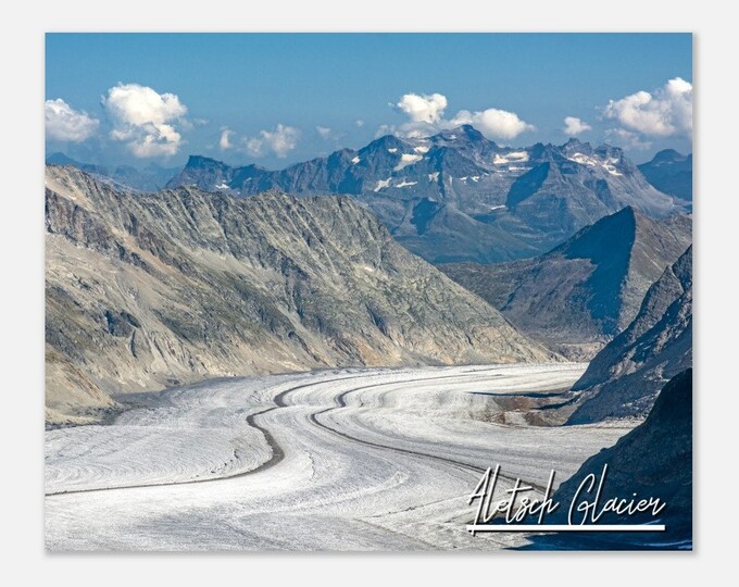 Aletsch Glacier Switzerland Travel Poster Wall Art | Majestic Aletsch Glacier Home Decor Print | Aletsch Glacier Longest Glaciers Alps Photo