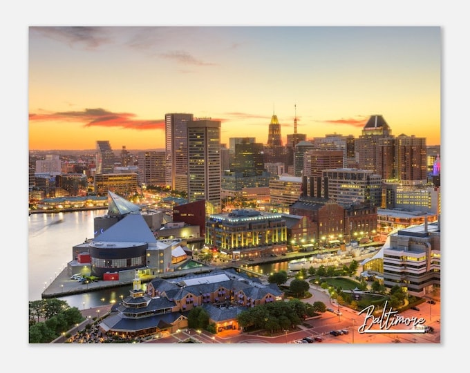 Baltimore Maryland Poster Print Wall Art | Baltimore Skyline Cityscape Home Decor Gift Hangings | Baltimore Prints Horizontal Travel Photo