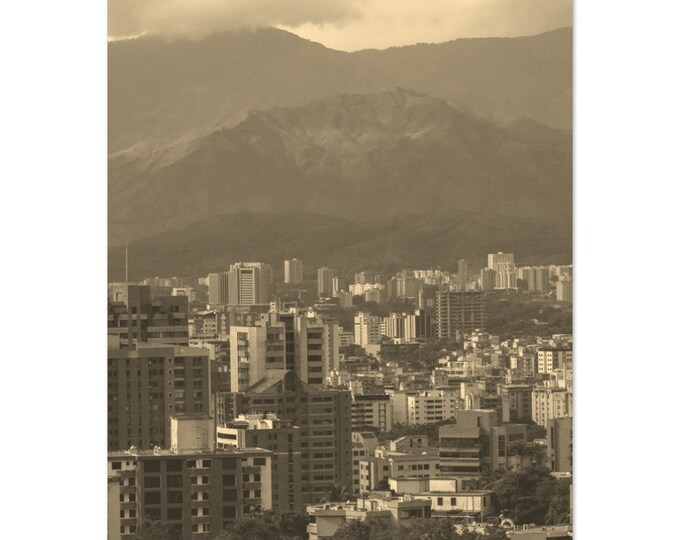 Vintage Valencia Venezuela Travel Poster Print Wall Art | Retro Valencia City Home Decor | Valencia Mountain Print  | Valencia Sepia Photo