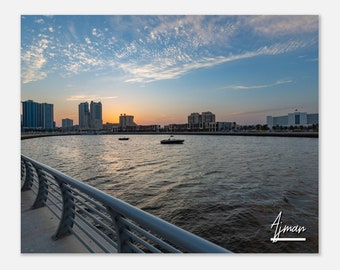 Ajman UAE Poster Wall Art | Ajman Coast Home Decor | Ajman  Digital Print | Ajman Skyscrapers Horizontal | Ajman Palm Trees Travel Photo
