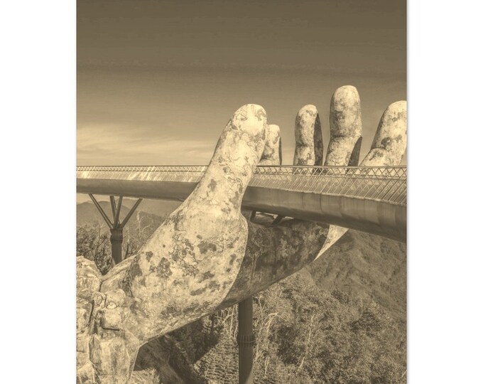 Vintage Da Nang Vietnam Travel Poster Print Wall Art | Retro Da Nang Ba Na Hills Home Decor | Da Nang Print Vertical | Da Nang Sepia Photo