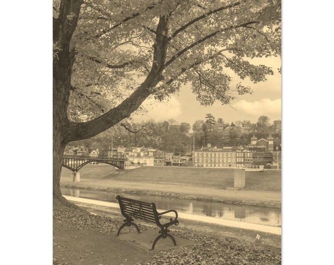 Vintage Galena Illinois Travel Poster Print Wall Art | Retro Galena Landscape Home Decor | Galena Park Print Vertical | Galena Sepia Photo