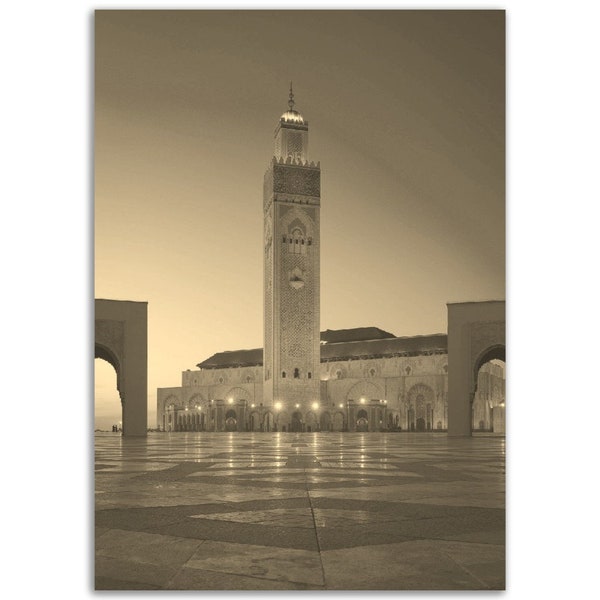 Casablanca Morocco Poster Vintage Print | Retro Africa Black White Sepia Photo Gift | Casablanca Wall Art Home Decor | Vertical Poster Print