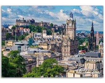 Impresión de póster del paisaje urbano de Edimburgo: fotografía de viaje escocesa