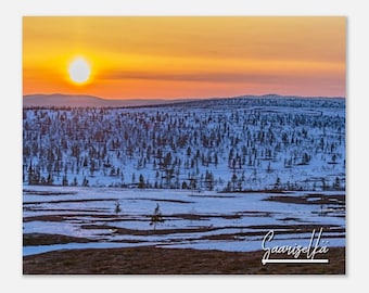 Saariselkä Sunset Poster: Northern Finland Winter Landscape Wall Art
