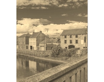 Vintage Sepia Kilkenny Ireland Travel Poster Print: Retro Home Decor