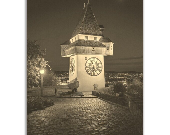 Vintage Graz Austria Poster Print | Retro Graz Black White Sepia Photo Gift | Graz Wall Art Home Decor | Vertical Graz Travel City Poster