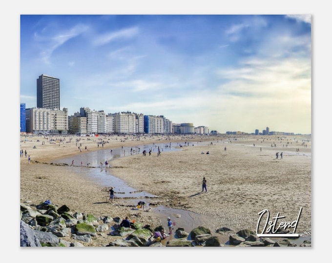 Ostend Belgium Poster Wall Art | Ostend Skyscraper Home Decor | Ostend Coastal Digital Art | Ostend Horizontal | Ostend Hanging Travel Photo