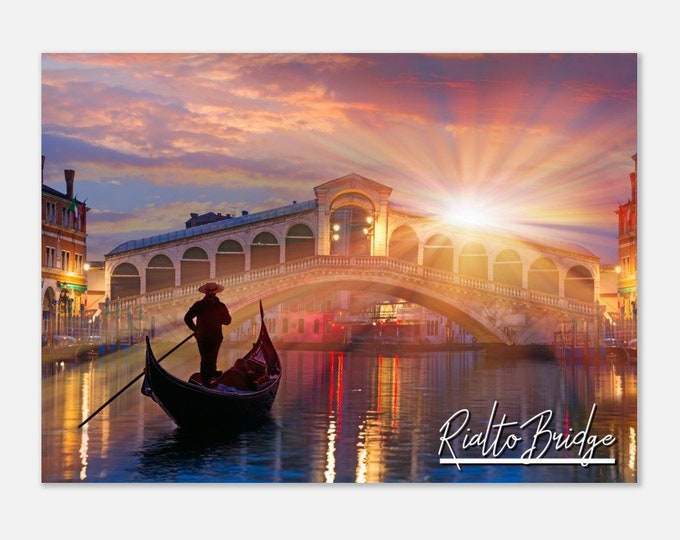 Rialto Bridge Italy Travel Poster Wall Art | Rialto Bridge Sunset Home Decor Digital Print | Rialto Bridge Venice Horizontal Hangings Photo