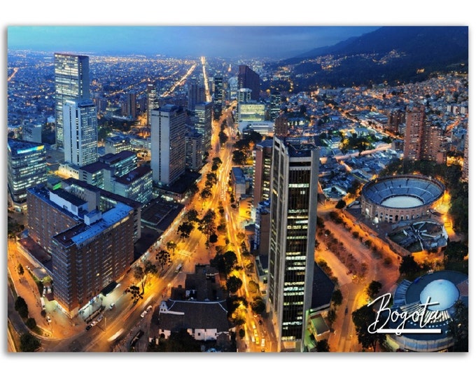 Bogota Poster Print Colombia Wall Art Decor | Night Cityscape Photo City Home Decoration | Traveler Backpacker Gift | Horizontal Photography