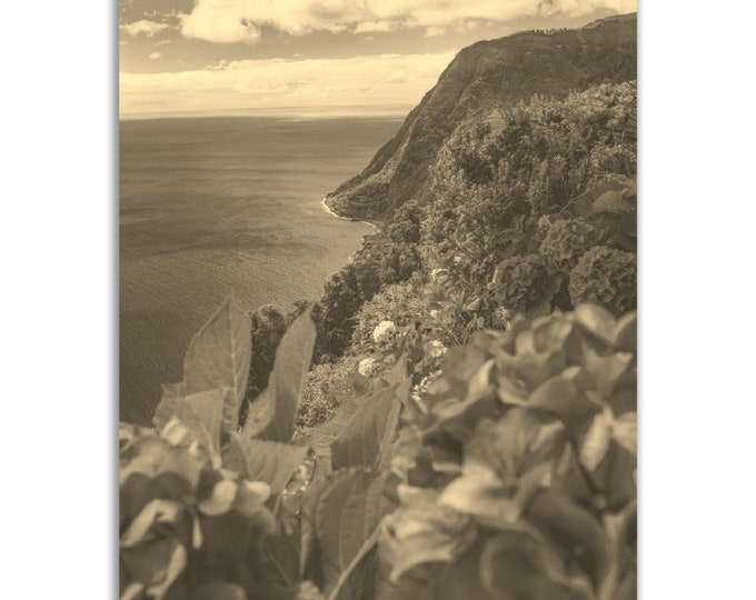 Azores Poster Vintage Print | Retro Azores Black and White Sepia Photo Gift | Azores Portugal Wall Art Home Decor | Vertical Azores Travel