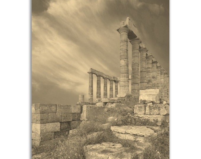 Athens Greece Poster Vintage Print | Retro Ancient Athens Sepia Photo Gift | Athens Wall Art Home Decor Vertical Athens Travel City Souvenir