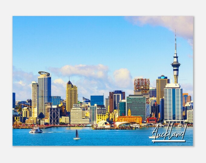 Auckland New Zealand Travel Poster Wall Art | Auckland Home Decor | Auckland Cityscape Print | Auckland Sky Tover Horizontal Auckland Photo