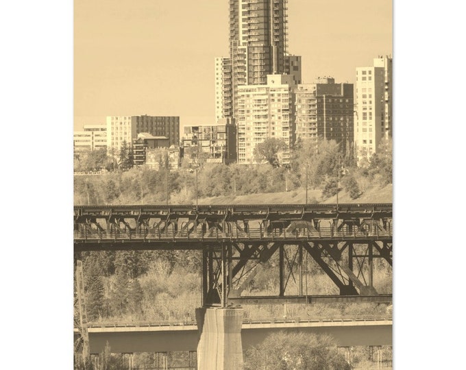 Vintage Edmonton Canada Travel Poster Wall Art | Edmonton Town Home Decor | Edmonton Retro Print | Edmonton Vertical | Edmonton Sepia Photo