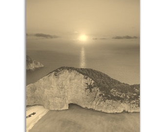 Vintage Zakynthos Greece Poster: Retro Beach Photo Print