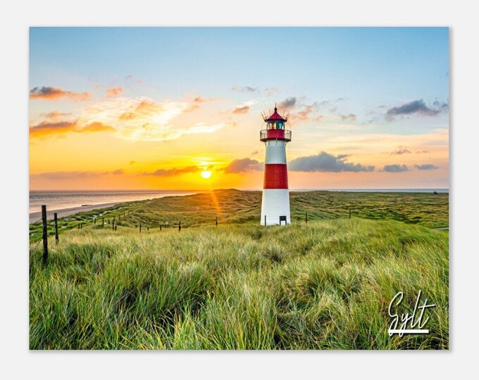 Sylt Germany Travel Poster Wall Art | Sylt Landscape Home Decor | Sylt Sunrise Lighthouse Digital Print | Sylt Horizontal Hangings Photo