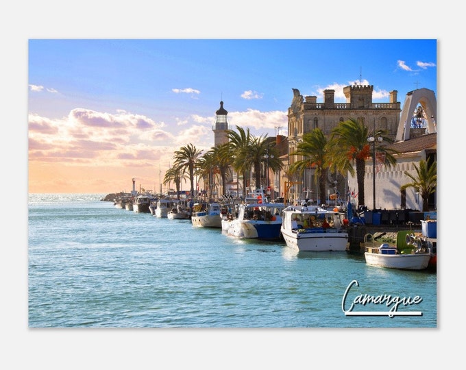 Camargue France Poster Print Wall Art | Camargue Home Decor | Camargue Coast Digital Gift | Camargue Boat Horizontal | Camargue Travel Photo