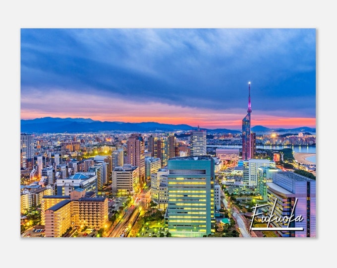 Fukuoka Japan Poster Wall Art | Fukuoka Sunset Home Decor | Fukuoka Town Digital Print | Fukuoka Skyline | Fukuoka Hanging Travel Photo Gift