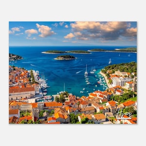 Hvar Town Croatia Poster Print Wall Art | Hvar Home Decor | Hvar Skyline Digital Print | Hvar Coast Horizontal | Hvar Hangings Travel Photo