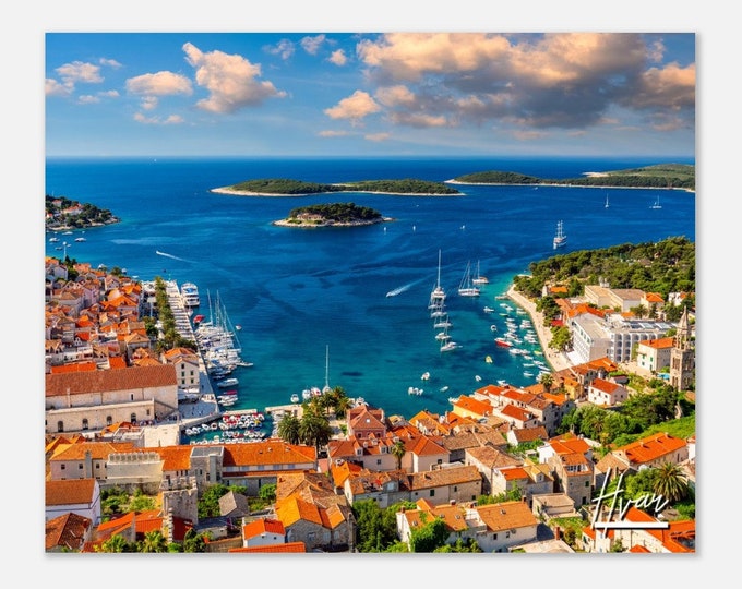 Hvar Town Croatia Poster Print Wall Art | Hvar Home Decor | Hvar Skyline Digital Print | Hvar Coast Horizontal | Hvar Hangings Travel Photo