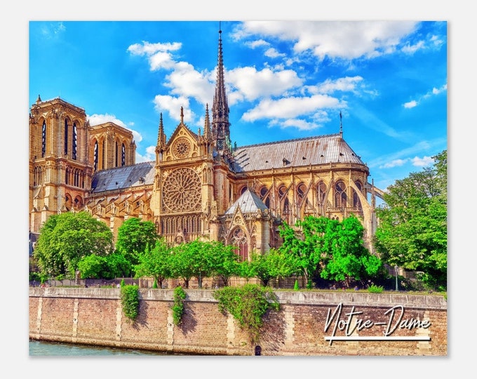 Notre-Dame France Travel Poster Wall Art | Notre-Dame Home Decor | Notre-Dame Cathedral Digital Print | Notre-Dame River Seine Hanging Photo