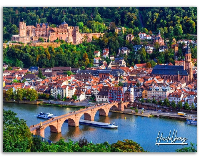 Heidelberg Poster Print Germany Wall Art Decor | Old Bridge Photo German Home Decoration | European Traveler Gift | Horizontal Photography