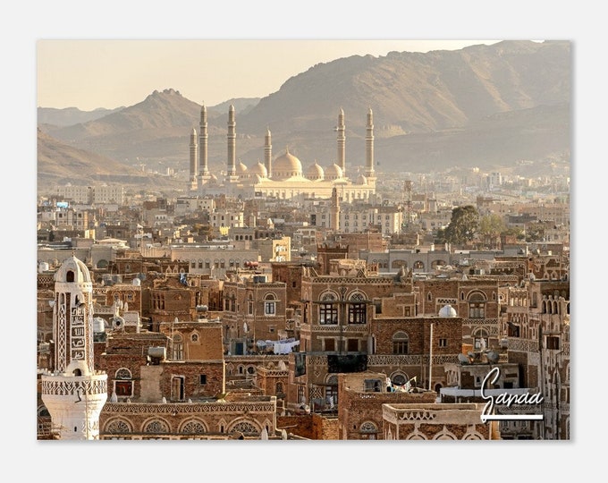 Sanaa Yemen Poster Wall Art | Sanaa Home Decor | Sanaa Skyline Print | Sanaa Town Horizontal | Sanaa Architecture Hanging Travel Photo Gift