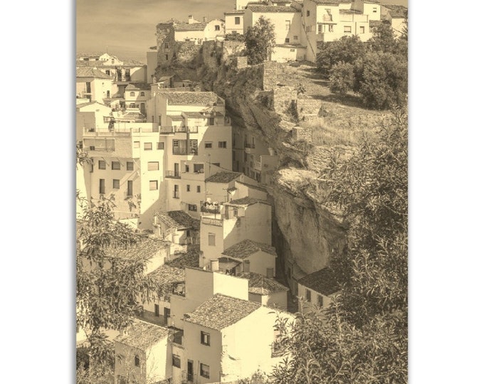 Vintage Cadiz Spain Poster Print | Retro Cadiz Sepia Photo Gift | Cadiz Wall Art Spanish Home Decor | Vertical Cadiz Travel City Poster