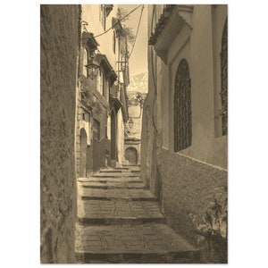 Vintage Chefchaouen Morocco Chefchaouen Poster | Chefchaouen Street Sepia Print Wall Art Home Decor | Chefchaouen Blue Town Travel Photo
