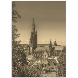 Freiburg Germany Poster Vintage Print | Retro Freiburg Sepia Photo Gift | Freiburg Wall Art Home Decor | Vertical Freiburg Travel City Photo