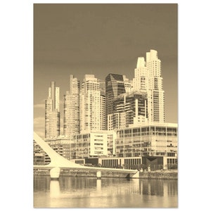Vintage Buenos Aires Argentina Cityscape Travel Poster Print Wall Art | Retro Buenos Aires Home Decor Print  | Buenos Aires Sepia Photo