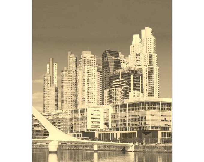 Vintage Buenos Aires Argentina Cityscape Travel Poster Print Wall Art | Retro Buenos Aires Home Decor Print  | Buenos Aires Sepia Photo