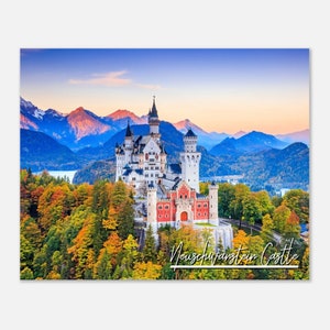 Neuschwanstein Castle Germany Travel Poster Wall Art | Neuschwanstein Castle Home Decor Bavarian Alps Print | Neuschwanstein Castle Photo