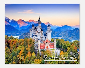 Neuschwanstein Castle Poster: Bavarian Alps Travel Print