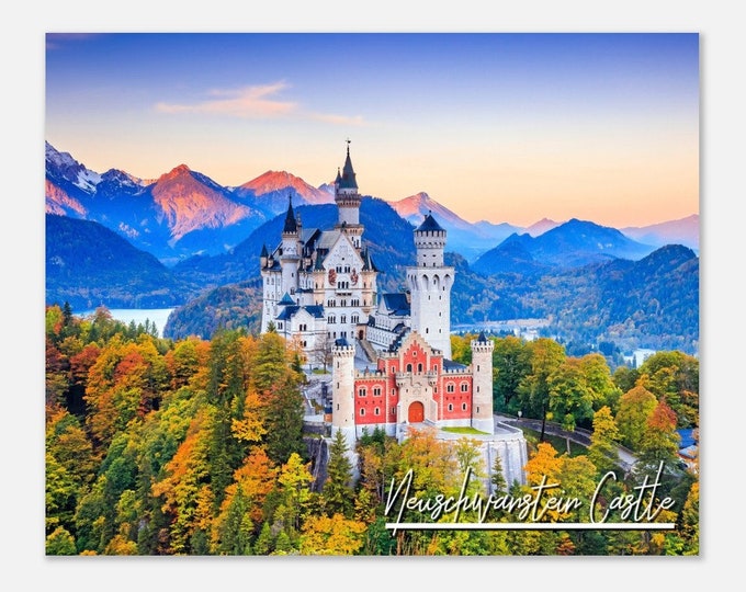 Neuschwanstein Castle Germany Travel Poster Wall Art | Neuschwanstein Castle Home Decor Bavarian Alps Print | Neuschwanstein Castle Photo