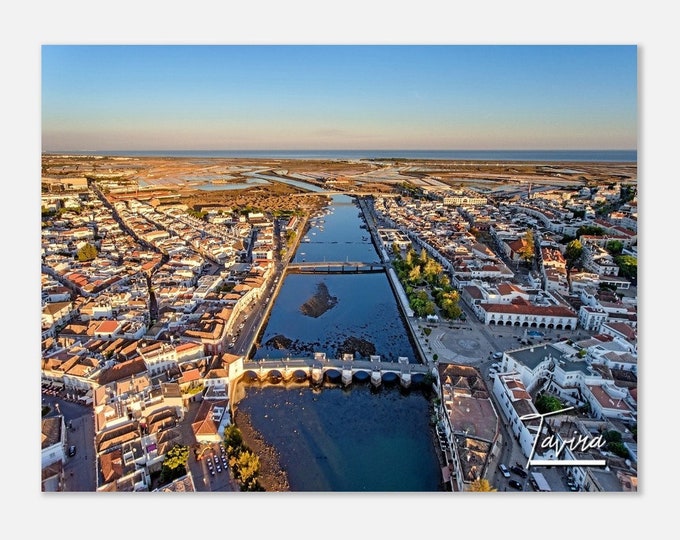 Tavira Portugal Travel Poster Wall Art | Tavira Cityscape Home Decor | Tavira Town Digital Print | Tavira Skyline Horizontal Hangings Photo