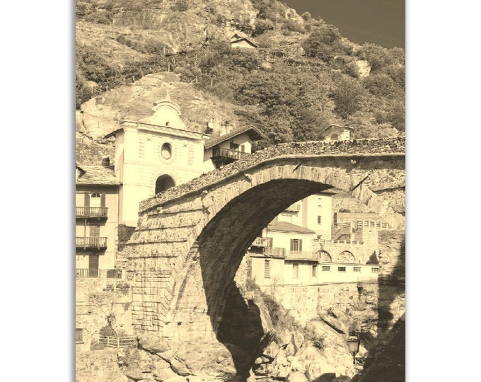 Vintage Piedmont Italy Poster Print | Retro Village Black White Sepia Photo Gift | Piedmont Wall Art Home Decor | Vertical Travel Poster