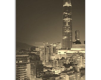 Vintage Santiago Chile Print: Sepia Cityscape Photo Poster