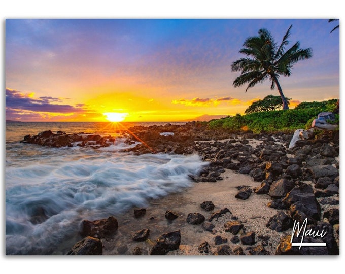 Maui Hawaii Poster Print Wall Art | Maui Tropical Beach Home Decor Gift Hangings | Maui Digital Prints Collectibles Horizontal Travel Photo