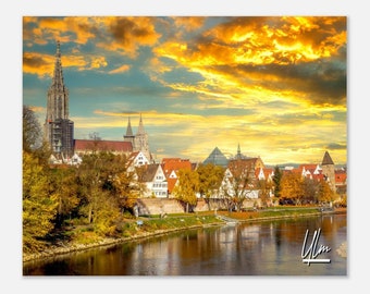 Ulm Germany Sunset Print: Old City Travel Poster