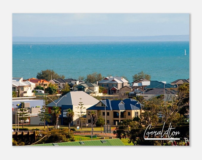 Geraldton Australia Travel Poster Wall Art | Geraldton Home Decor | Geraldton Skyline Digital Print | Coastal Town Buildings Hangings Photo