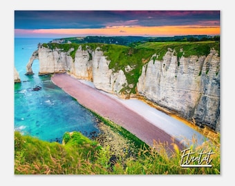 Etretat Cliffs France Poster: Normandy Coast Travel Print