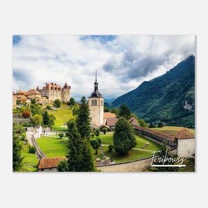 Fribourg Switzerland Poster Print Wall Art | Fribourg Home Decor | Fribourg Church Print | Fribourg Castle | Fribourg Hangings Travel Photo