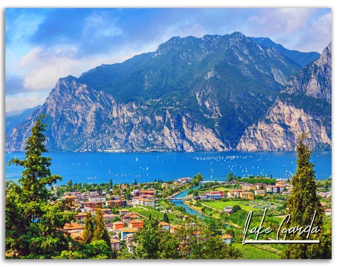 Lake Garda Poster Print Italy Wall Art Decor | Italian Lake Photo Home Decoration | Vacation Traveler Birthday Gift | Horizontal Photography