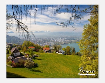 Bregenz Austria Poster: Alps Mountain View, Travel Photo Print