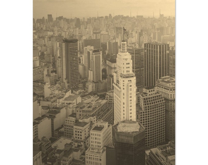 Vintage Sao Paulo Brazil Travel Poster Print Wall Art | Retro Sao Paulo Home Decor | Sao Paulo Skyscrapers Print | Sao Paulo Sepia Photo