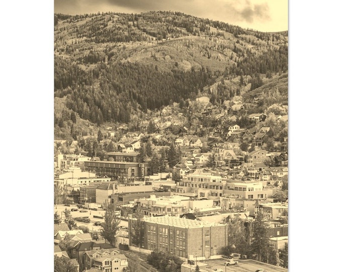 Vintage Park City Utah Travel Poster Print Wall Art | Retro Park City Home Decor | Park City Print Vertical | Park City Sepia Photo Gift