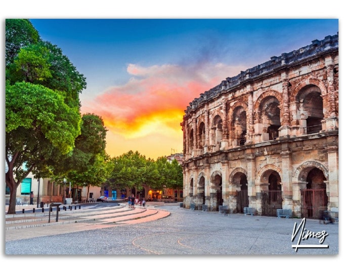 Nimes Poster France Print Wall Art | Nimes Home Decor Gift Hangings | Nimes Digital Prints Collectibles | Nimes Horizontal Travel Photo
