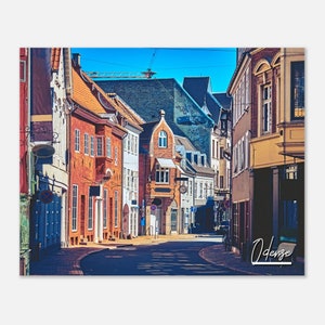 Odense Dinamarca Cartel Arte de la pared / Odense Old City Home Decor / Odense Street Poster Print / Odense Horizontal / Odense Hangs Travel Photo